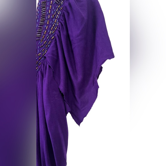 Free People Embellished/Beaded Asymmetrical Shoulder Wing detail Tunic Dress. - Picture 7 of 11